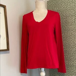 Tommy Bahama Red V-Neck Long Sleeve Lightweight Blouse Size XS